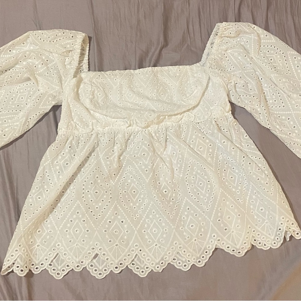 MISA Los Angeles Sera Top in White Eyelet